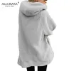 Kvinnor Hoodies Sweatshirts Plush Solid Color Womens Hooded Jacket Autumn and Winter Casual Plus Size Size Longsleved Loose Sweat Shirt Hoodie 221010