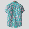 Mäns casual skjortor Hawaiian Beach Flower Shirt Men Summer Hawaii Style Short Sleeve Flamingo Print Tops Plus Size Mens