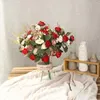 Decorative Flowers Rose Artificial Silk Flower With Stems Fake Bouquet Centerpiece For Party Table Floral Home Bridal Wedding Decor