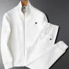 Men's Tracksuits BLACK Suit Spring and autumn light luxury fashion men's zipper jacket top casual streetwear trousers plaid suit 221008