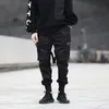 Мужские брюки ленты мужчины спортивные штаны мужская грузовые брюки уличная одежда хип -хоп повседневный твердый цвет брюки китайский размер XS3XL 221010