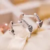 Rose Gold Pave Heart Hoop ￶rh￤ngen Kvinnor Girls Wedding Designer Jewelry with Original Box f￶r Pandora 925 Sterling Silver Love Hearts Earring Set