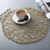 Tafelmatten 38 cm landelijke holle mat rond geweven dineren placemat pads servies dineren cup gouden zilveren decoratie