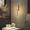 Hanger lampen moderne minimalistische led lamp slaapkamer bedkamer over Noordse woonkamer achtergrond muur lange lijn kroonluchter restaurant licht