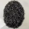 Peça de cabelo humano virgem brasileira 1#/cinza 4mm Afro Kinky Curl Toupe de renda cheia para homens negros entrega rápida Express