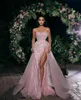 Pink Sweetheart Prom Dresses Sexy Sequins Beads Sleeveless Evening Dress Custom Made High Split Floor Length Party Gown wly935