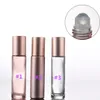 1/3oz 10ml Clear Pink Fragrances ROLL ON GLASS BOTTLE ESSENTIAL OIL avec Metal Roller Ball