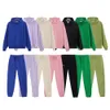 Women's Two Piece Pants 100% Cotton Solid Hoodies Sets Track Pants Women Hooded Sweatshirts Female Pullover Two Pieces Suits 221010