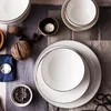 Dinnerware Sets Creative Brief Europe Style Hand-Painted Line Ceramic Dishes Plates Porcelain Tableware Pasta Plate Microwavable Sizes Soup