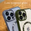 Mobiele Telefoon Behuizingen Luxe Magnetische Magsafe Draadloze Opladen Case Voor iPhone 14 Plus 13 12 Mini 11 Pro Max Clear Plating Cover Met Lens Bescherming W221010