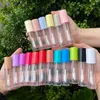 Tubes de brillant à lèvres vides et transparents, tubes de rouge à lèvres liquides personnalisés, bouteille ronde de teinte rose de 5ml, emballage cosmétique, vente en gros