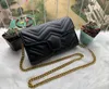 Fashion Classic Designer Mini Black Chain Shoulder Bag Metallic Leather Handbag Luxury Plånbok Purse Messenger Women Crossbody Clutch Thyy