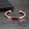 Bangle Twisted Copper Magnet Armband Justerbar artrit Hälsa Pure armband för smärtlindring Öppna manschettenergikvinnor