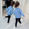 Jackets Kids Denim for Teens Girls Spring Autumn Fashion Outwear Casas de algodão infantil com Pearl Teenagers 221010