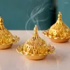 Fragrance Lamps Arabic Metal Nse Burner Golden Sandalwood Diffuser Luxury Creative Incense Indoor Desk Incensario Home Decor