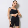 Survêtements pour femmes Ensembles deux pièces pour femmes Ins Tricot Sexy Gym Workout Running Sports Wear Short Bra Suit Survêtement Fitness Set avec poche