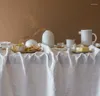 テーブルクロスホワイトテーブルクロスフランスリネンティーコーヒーリビングルームの長方形のタブウェディングデコレーションカバーマット