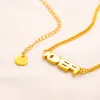 Luxury FF Design Necklace 18K Gold Plated Stainless Steel Necklaces Choker Chain Brand Crystal Letter Pendant Fashion Womens Wedding Jewelry Accessories MM2039