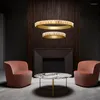 Pendant Lamps Modern Light Luxury Living Room Natural Marble Chandelier Duplex Floor Bedroom Round Simple Dining Lamp Villa