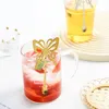 황금 나비 모양의 교수형 컵 커피 스푼 믹싱 숟가락 스푼 케이크 스테인레스 스틸 테이블웨어 파티 장식 BBB16158