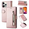 Bracelet Folio Phone Cases for iPhone 14 13 12 Mini 11 Pro Max XR XS 7 8 Plus Durable Multiple Card Slots Solid Leather Wallet Clutch Kickstand Protective Shell