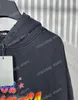 Xinxinbuy Men Designer Hoodie tröja förstörde handmålade brevtryck Paris runda nacke kvinnor svart lila gul xs-l