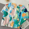 Women's Blouses Japan Style Vintage Cartoon Anime Shirts For Men Women Kawaii Teens Loose Casual Short Sleeve Tops Harajuku Summer Beach