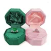 Jewelry Pouches Octagon Velvet Ring Bearer Box - Premium Gorgeous Vintage Single Display Holder For With Lid Proposal M0XF