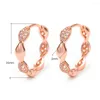 Creolen ESSFF Trendy Rose Gold Farbe Weiß Zirkonia Für Frauen Edler Charming Schmuck Mädchen Geschenke Runde Kreis Earing