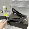 Designer nuove scarpe da alto tacchi alti eleganti fibbie nere signore sexy banchetto per matrimoni palette palette in pelle scarpe da gatto con scatola con scatola