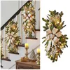 Decorative Flowers Cordless Prelit Stairs Decoration Lights Up Ornaments Year Christmas Wreaths Led Wreath Stairway Swag Trim Garlands