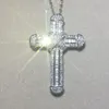 Kedjor 925 Silver Utsökta Bibeln Jesus Cross Pendant Halsband för kvinnor Män Crucifix Charm Simulerade Platinum Diamond Fine Jewelry