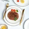 Plates White Ceramic Plate Household Steak Round Western Knife And Fork Dessert Dish