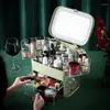 Caixas de armazenamento STOMMIHO Caixa de cosméticos grande com maquiagem LED espelhado à prova d'água Organizador de beleza Rack de gaveta