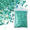 Paznokcie Glitter 50G Laser Chunky proszkowy holograficzne cekiny sześciokątne Lśniczo mieszanka 3D ciemnozielone płatki do majsterkowiczów