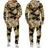 Survêtements pour hommes Golden Pattern Chain 3D Imprimé Survêtement À Capuche Pantalon Ensemble Oversize Street Style PulloverTrousersSuits Vêtements Pour Hommes 221008