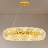 L￡mparas de ara￱a de cristal largas y redondas LED Modern Lights Lights Luces art￭sticos American Artisty Hanging L￡mparas European Art Deco Living Comedor Liver
