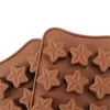 15-Cavity Star Shaped Chocolate Mold DIYノンスティックシリコンプディングゼリーチョコレートアイスキューブゴム型ベーキングツールJNB16135