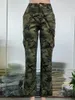 y2k Clothes Parachute Cargo Pants For Women 2022 Green Casual Print Camouflage Trousers Baggy Straight Pants Streetwear 2210103