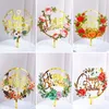 Festive Supplies Colored Flower Happy Birthday Cake Toppers Golden Acrylic Insert Decorating Baking Tools Party