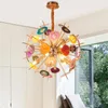 Pendelleuchten Moderne Luxus-LED-Kronleuchter 60/80 cm Bunte Achatstein Löwenzahnform Glanzleuchte Wohnzimmer Restaurant Hanglamp