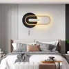 V￤gglampa nordisk sconce f￶r vardagsrum modernt led ljus med switch hem inomhus dekor sovrum belysning fixtur