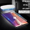Samsung Tempered Glass Protector 9D UV Nano液体液体は小売パッケージS22 S21 S21 S20 Plus Not20 Ultra S10 Note10 Plus S8 S9 Note8 Note9