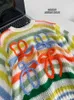 Swetry damskie z długim rękawem moherowy sweter w stylu Vintage kobieta zima 2022 wełna z okrągłym wycięciem pod szyją tęczowy pasek dzianinowy pulower designerska odzież