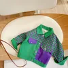 Jaquetas casaco de roupas infantis garotas de outono bebê estilo estrangeiro moda de leopardo de leopardo titching top trend 221010