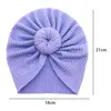 Fast f￤rg randig baby turban hatt mode handgjorda runda kul sp￤dbarn m￶ssor donut huvudkl￤der kl￤ddekoration