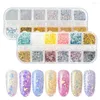 Nail Glitter 2Box/Set Flocons Sequin Brillant De Luxe Étincelle Art Paillettes Pigment Poussière 3D Décorations