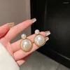 Kolczyki Dangle Vintage Big Pearl Drop for Women 2022 Modna elegancka geometryczna cyrkon Wedding Biżuteria Prezent