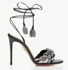 Mode populära kvinnor galaktiska blommor sandaler skor aquazzu wrap-around strappy lady gladiator sandalias klänning brud bröllop höga klackar