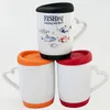 12-Unzen-Sublimationskeramikbecher Becherrohlinge Kaffeetasse mit Herzgriff DIY-Druck mit Silikonuntersetzer und Deckel wly935